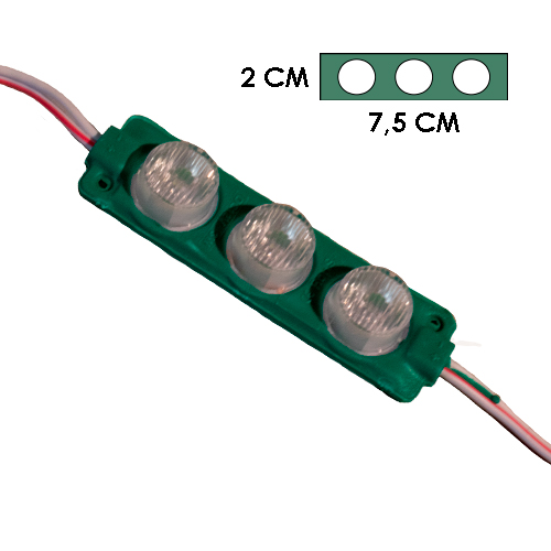 Modulo 3Led Con Difusor 3D Verde 12V Ip-67