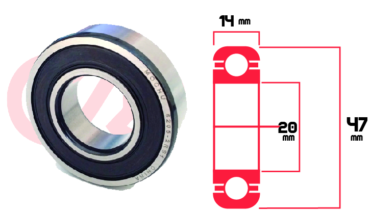 Rodamiento 6204 2Rs Alt Waspa F1000 Universal