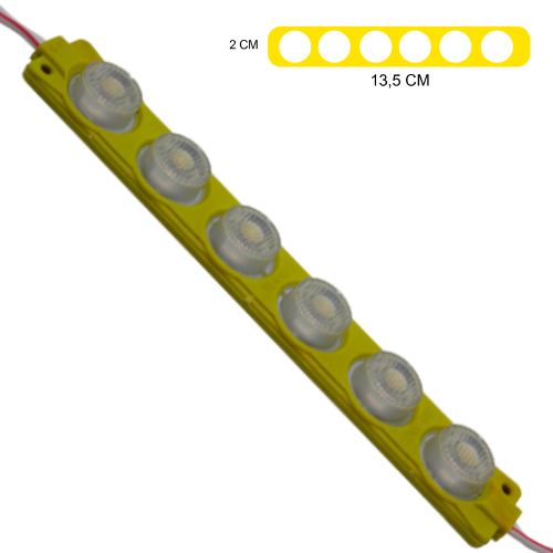 Modulo 6Led (1X6) Con Difusor 3D Amarillo 12V Ip-67