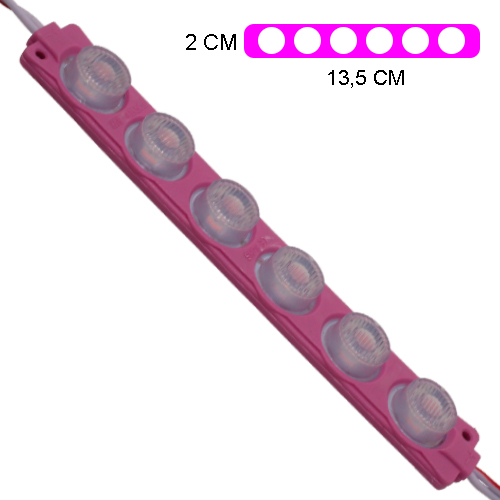 Modulo 6Led (1X6) Con Difusor 3D Rosado 12V Ip-67